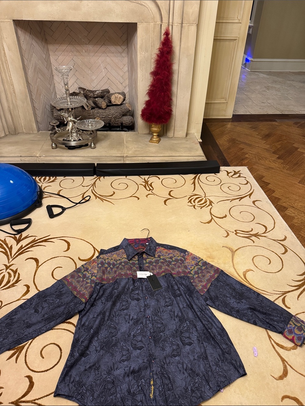 Robert Graham Blue Paisley Multicolor Yoke Dress Shirt